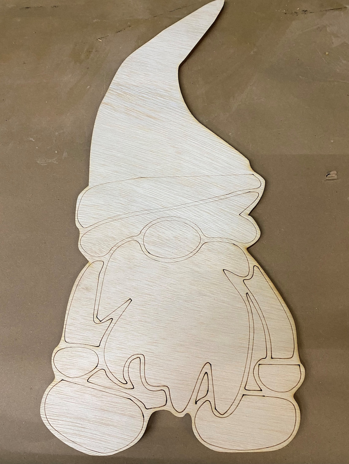 Gnome With Lines Unfinished Wood Laser Cutout DIY Spring Etsy