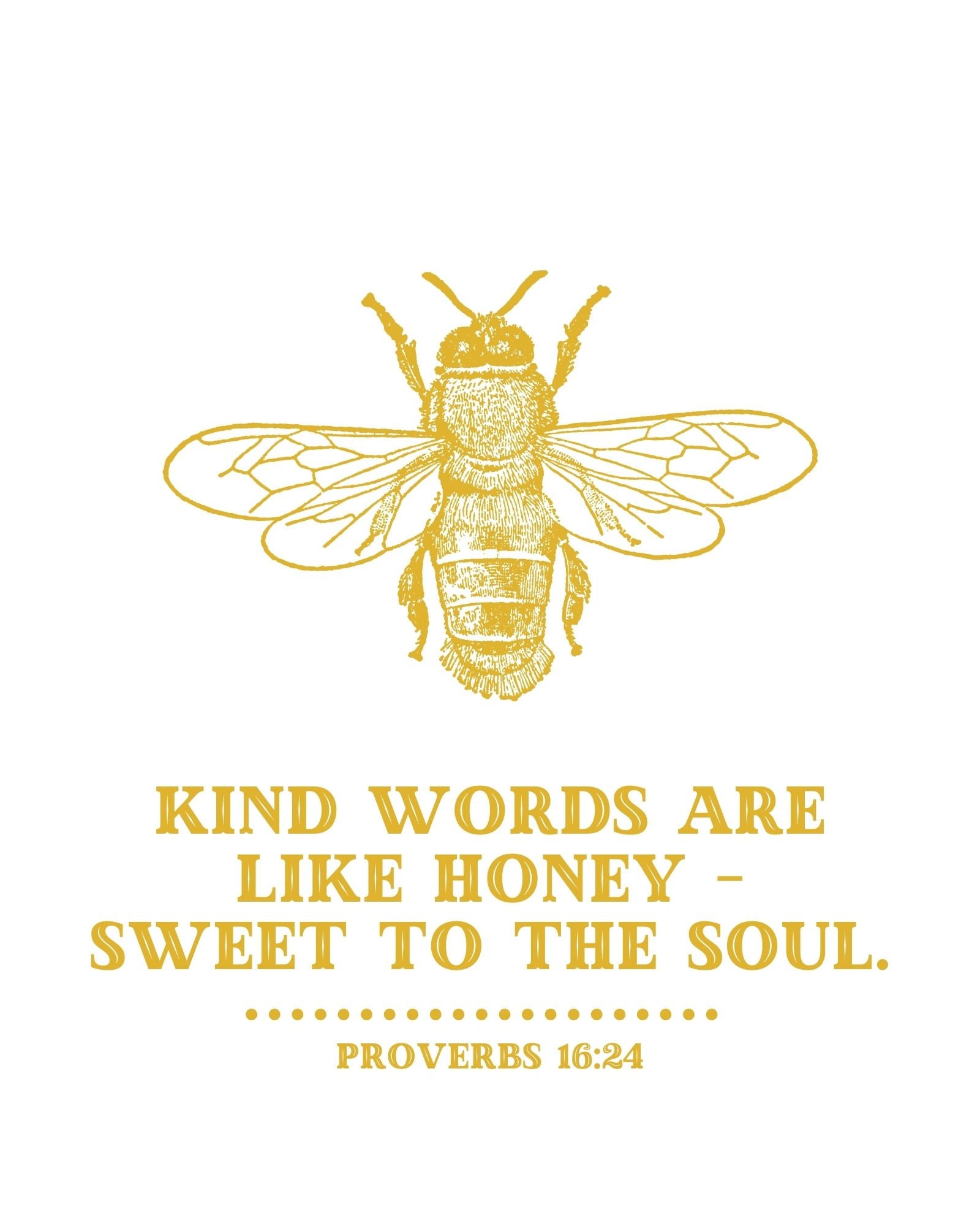 Kind Words Are Like Honey Proverbs 16 Scripture Bible Verse Etsy