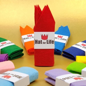 Hat for Life - the reusable felt Christmas cracker party hat - perfect for DIY/homemade/fill your own crackers. Plastic-free packaging.