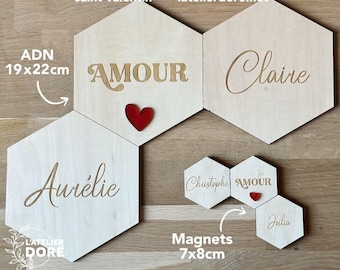 Tomettes en bois, saint-valentin, amoureux, cadeau personnalisé, gravure, découpe bois, love, décoration maison, amour