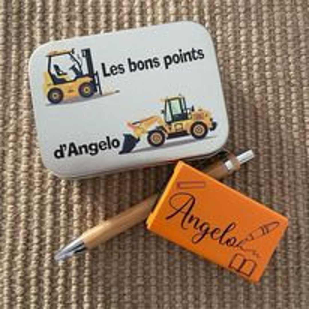 Boîte à Bons Points Métallique Personnalisée Pour Enfant - Modèle Arthur - UDC Lire Et Dire - 2,7x9,7x6,2cm