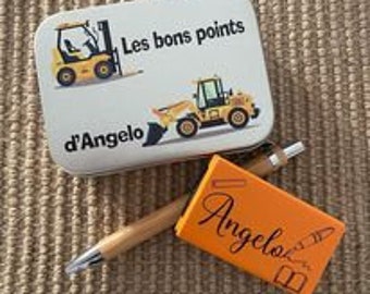 Boîte à bons points ENTIEREMENT personnalisée avec votre thème et prénom, boîte métallique, boîte à images, boîte à secrets, boîte souvenirs