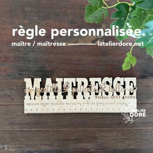 Règle 20 cm MAITRESSE/MAITRE, gravé en bois, cadeau personnalisé, gravure, découpe bois, fin d'année, décoration, élèvemaison