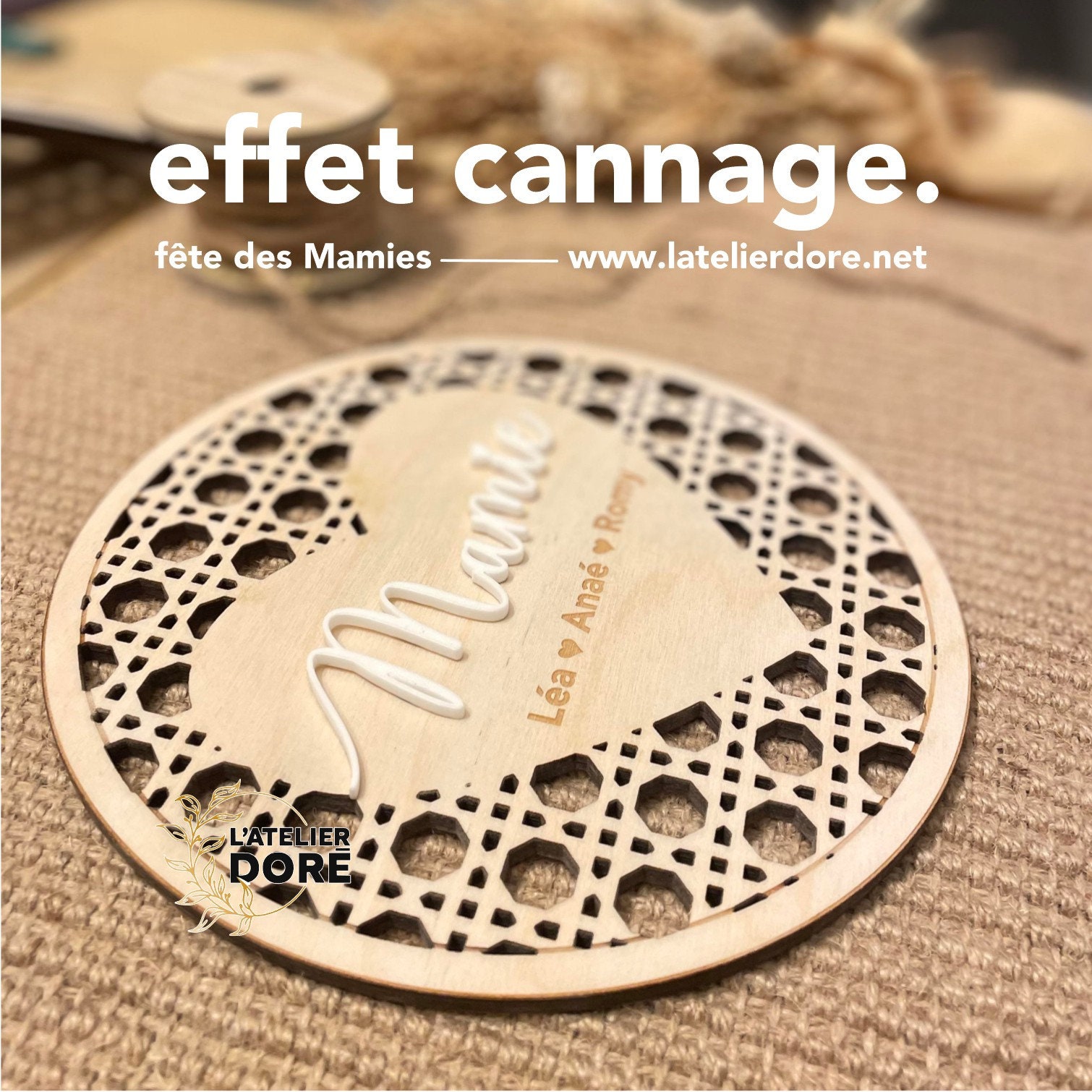 Plaque Personnalisée Fête Des Mamie, Gravé en Bois, Cadeau Personnalisé, Gravure, Découpe Décoration