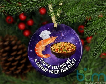 Shrimp Fried Rice Ceramic Christmas Ornament | Secret Santa | Gag Gift | Funny Ornament | Ugly Ornament