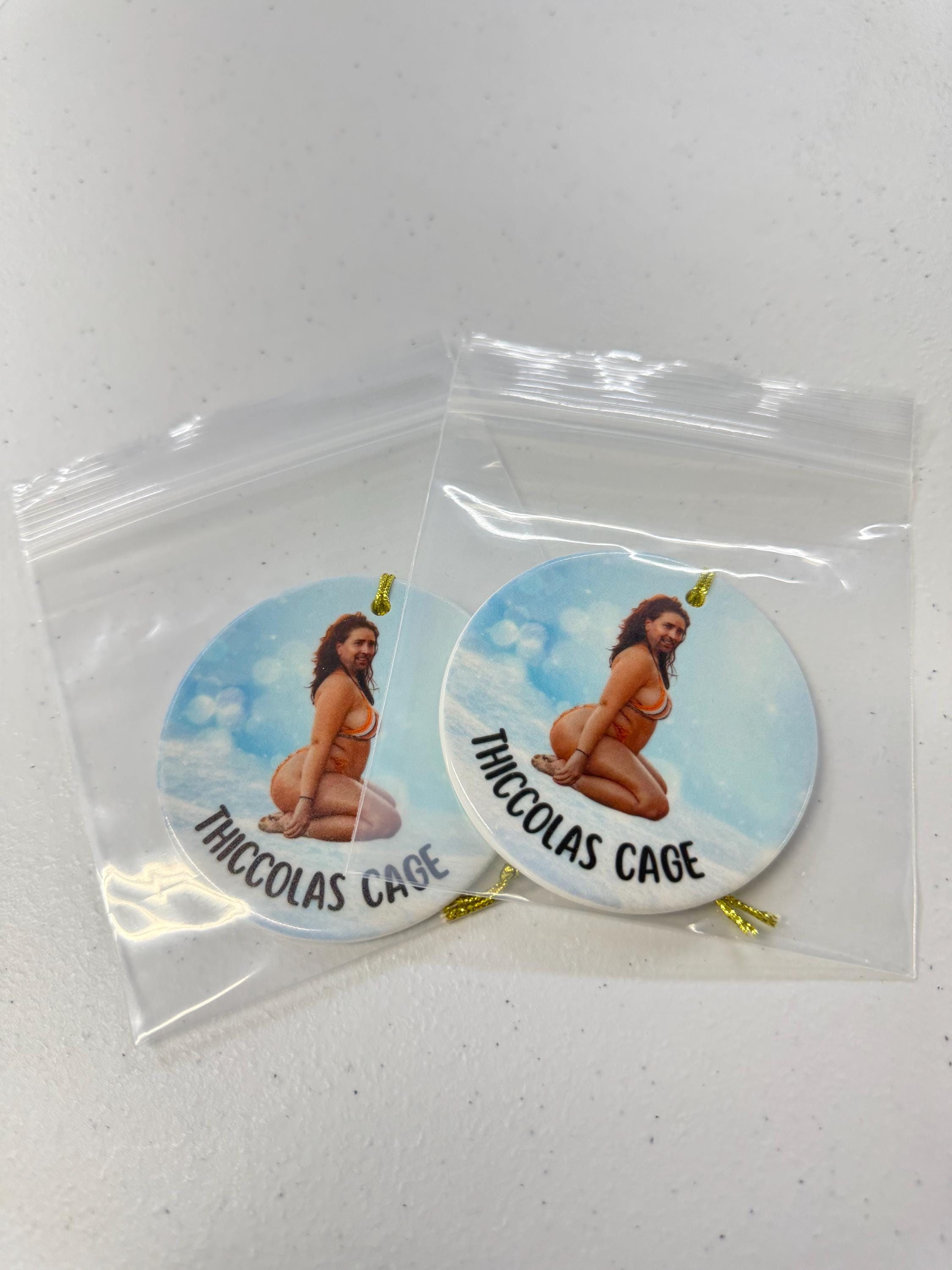 Thiccolas Cage Ceramic Christmas Ornament | Nicolas Cage | Secret Santa | Gag Gift | Funny Ornament | Ugly Ornament | White Elephant