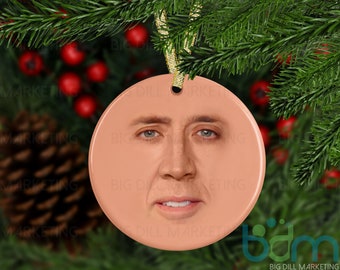 Adorno navideño de cerámica de San Nicolás Nicolas Cage Amigo