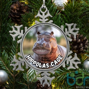 Hippolas Cage Snowflake Christmas Ornament | Nicolas Cage | Secret Santa | Gag Gift | Funny Ornament | Ugly Ornament