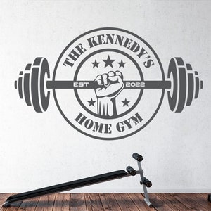 Custom Barbell Gym Sign - Inspirational Fitness Wall Decal for Home Gym, Vinyl Lettering, Workout Room Decor