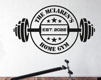 Personalized Home Gym Weight Room Sign Fitness Wall Decal, Vinyl Lettering, Fitness Training Gift Idea
