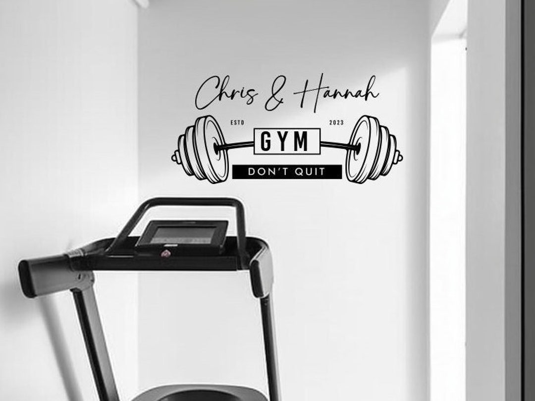 Postural Gym Lettering Personalized Barbell Gym Sign Fitness Wall Decal, Motivational Home Gym ...