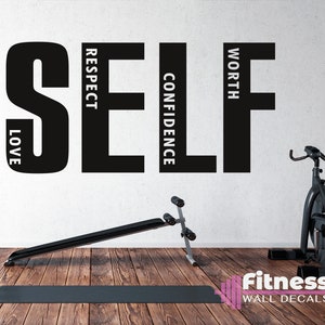 Self Love Fitness Inspirational Quote Home Gym Wall Decal, Motivational Home Garage Gym Decor, Vinyl Lettering, Home Office Decor Bild 1