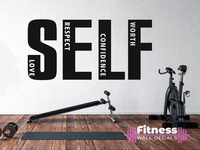 Self Love Fitness Inspirational Quote Home Gym Wall Decal, Motivational Home Garage Gym Decor, Vinyl Lettering, Home Office Decor Bild 1