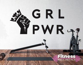 GRL PWR Fist Fitness Wall Decal, Queen Boss, Juneteenth Fist Vinyl Lettering, Work Out Gift Idea