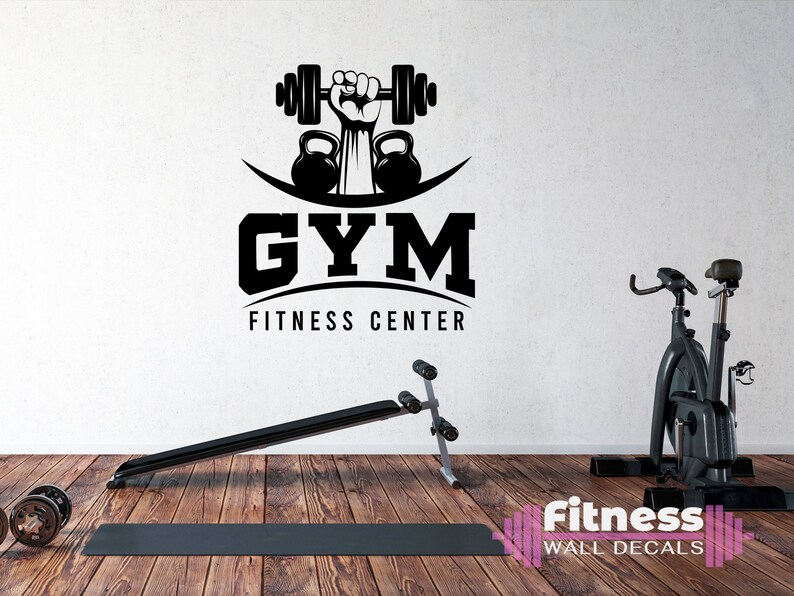 Gym Fitness Center Wall Decal Home Gym Decor Weightlifting Etsy