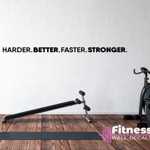 Harder Better Faster Stronger Fitness Wall Decal, Motivational Home Gym Decor, Vinyl Lettering, Fitness Training Gift Idea