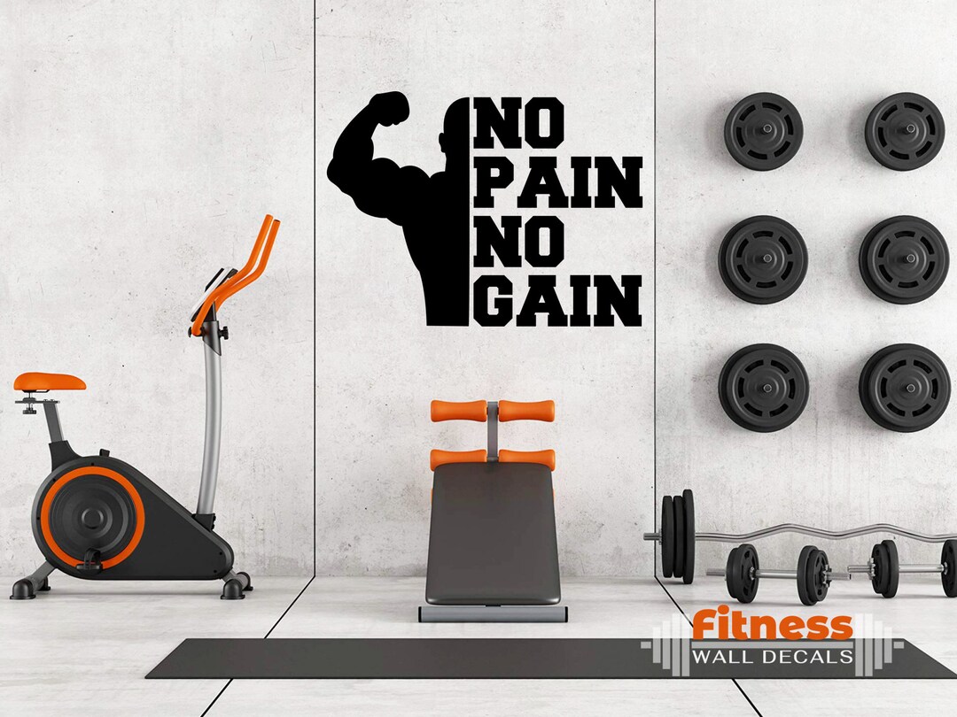 No Pain No Gain Fitness Wall Decal, Motivational Home Gym Decor, Vinyl ...