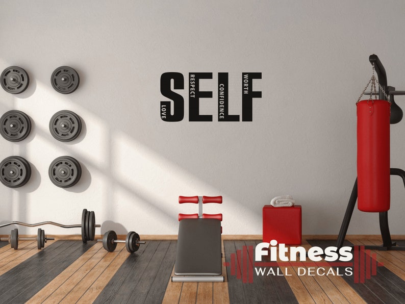 Self Love Fitness Inspirational Quote Home Gym Wall Decal, Motivational Home Garage Gym Decor, Vinyl Lettering, Home Office Decor Bild 4