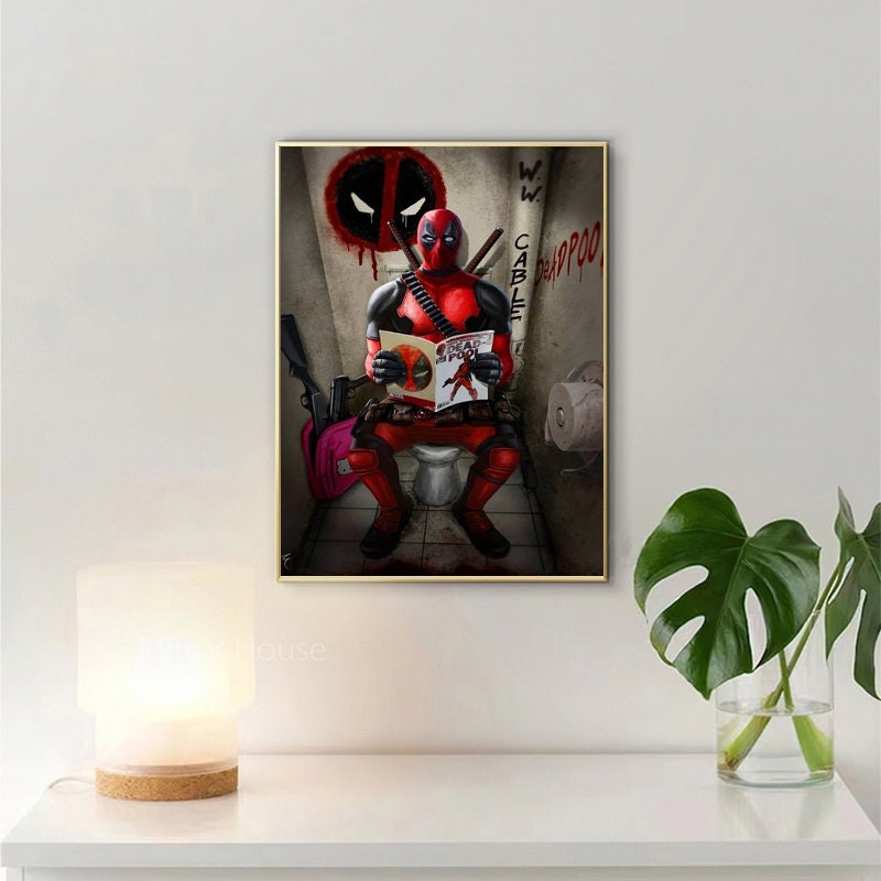 Deadpool Pooping Deadpool on a Toilet Poster Canvas Poster Art Wall No Frame - Etsy
