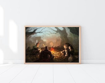 Dark Souls-Bonfire Art Poster Wall Decoration, Game poster, Canvas poster, Mural, Art poster, Art wall, No frame