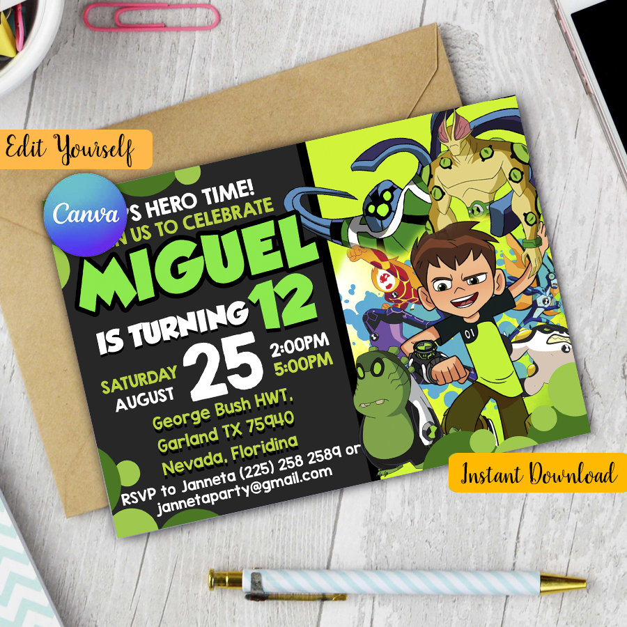 ben-10-invitations-ben-10-invitation-ben-10-invite-ben-10-birthday-invitation-ben-10-party-ben-10-card-ben-10-printable-ben-10-kids-etsy