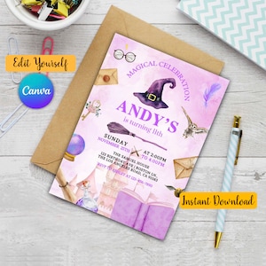 Wizard Birthday Invitation, Magical Birthday Party, Magic School Wizardry Birthday Party, Wizard Invitation, Wizard Party, Witch Invitation