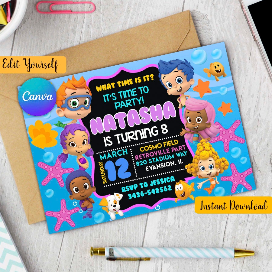 Bubble Guppies Birthday Invitation, Bubble Guppies Invitation, Bubble ...