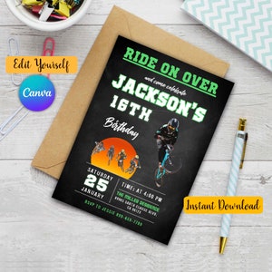 BMX Birthday Invitation, BMX birthday invite, BMX party invitation, Bike park invite, Bike birthday invitation, bmx invitation, bmx invite