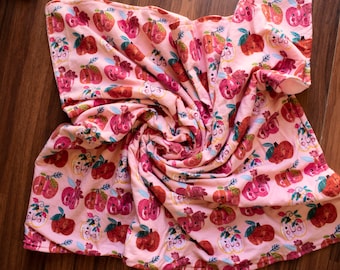 Pink Pumpkin Baby Blanket, Fall Baby Blanket, Halloween Baby Blanket