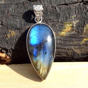 Blue Fire Labradorite Pendants, 18x35mm Drop Labradorite Pendants, Solid 925 Sterling Silver Pendants, Boho Pendants, Labradorite Jewelry,
