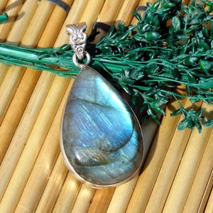 Blue Fire Labradorite Pendants, 23x35mm Big Labradorite Pendants, Solid 925 Sterling Silver Pendants, Boho Pendants, Labradorite Jewelry,