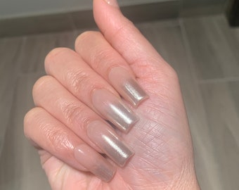 Ombré light silver chrome set of 24 nails