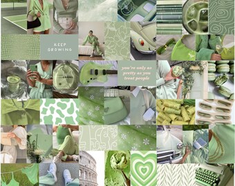 photo Light Green Aesthetic Collage Wallpaper Laptop collages by kylie by collagesbykylie on