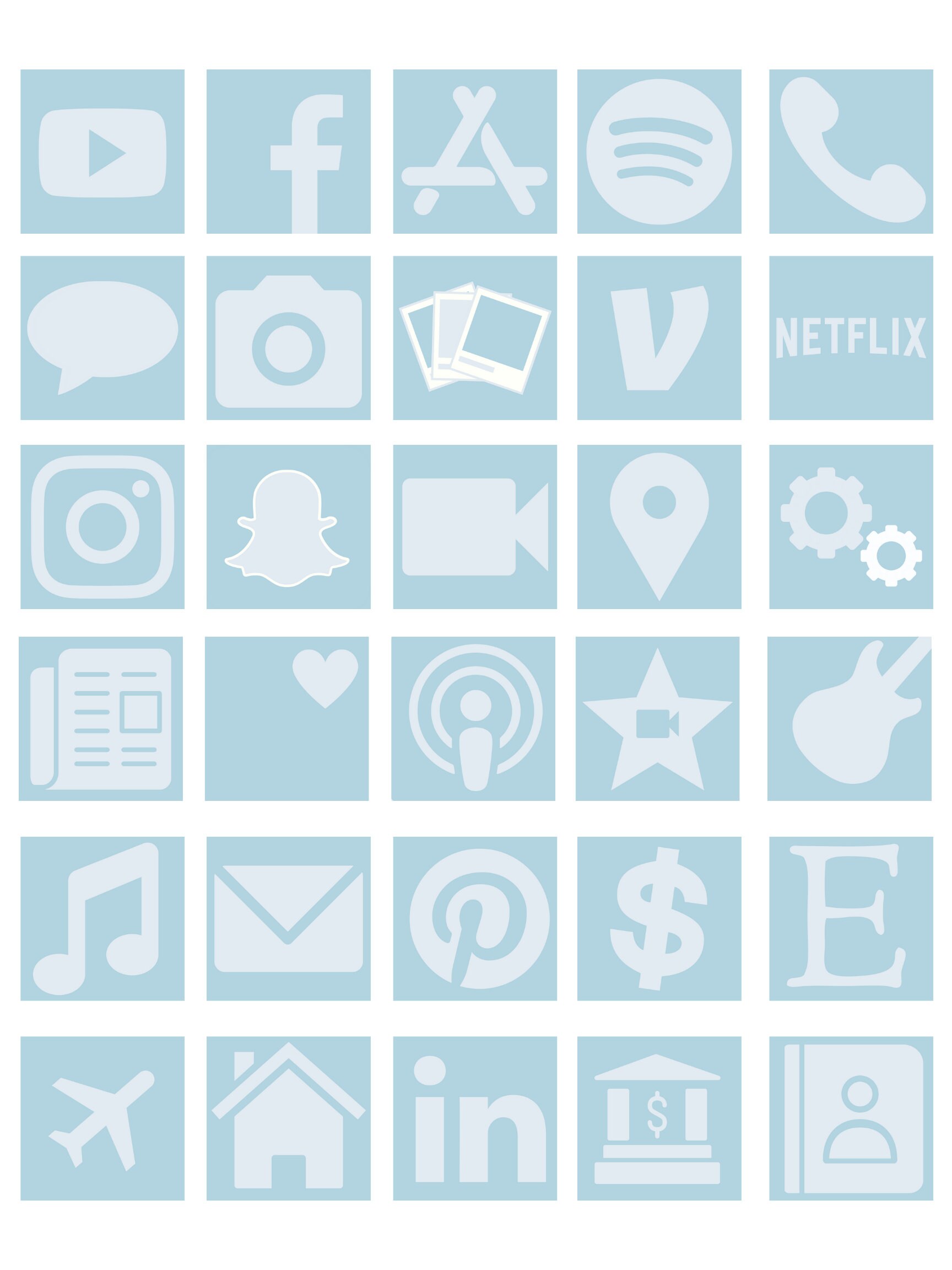 Blue IOS 14 App Icons Etsy