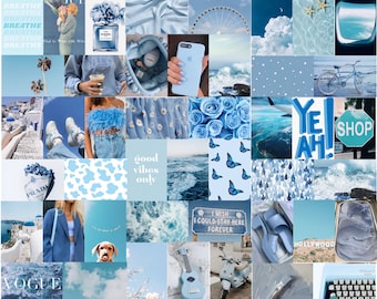 Baby Blue Aesthetic Wall Collage Kit 68 Images Digital Etsy