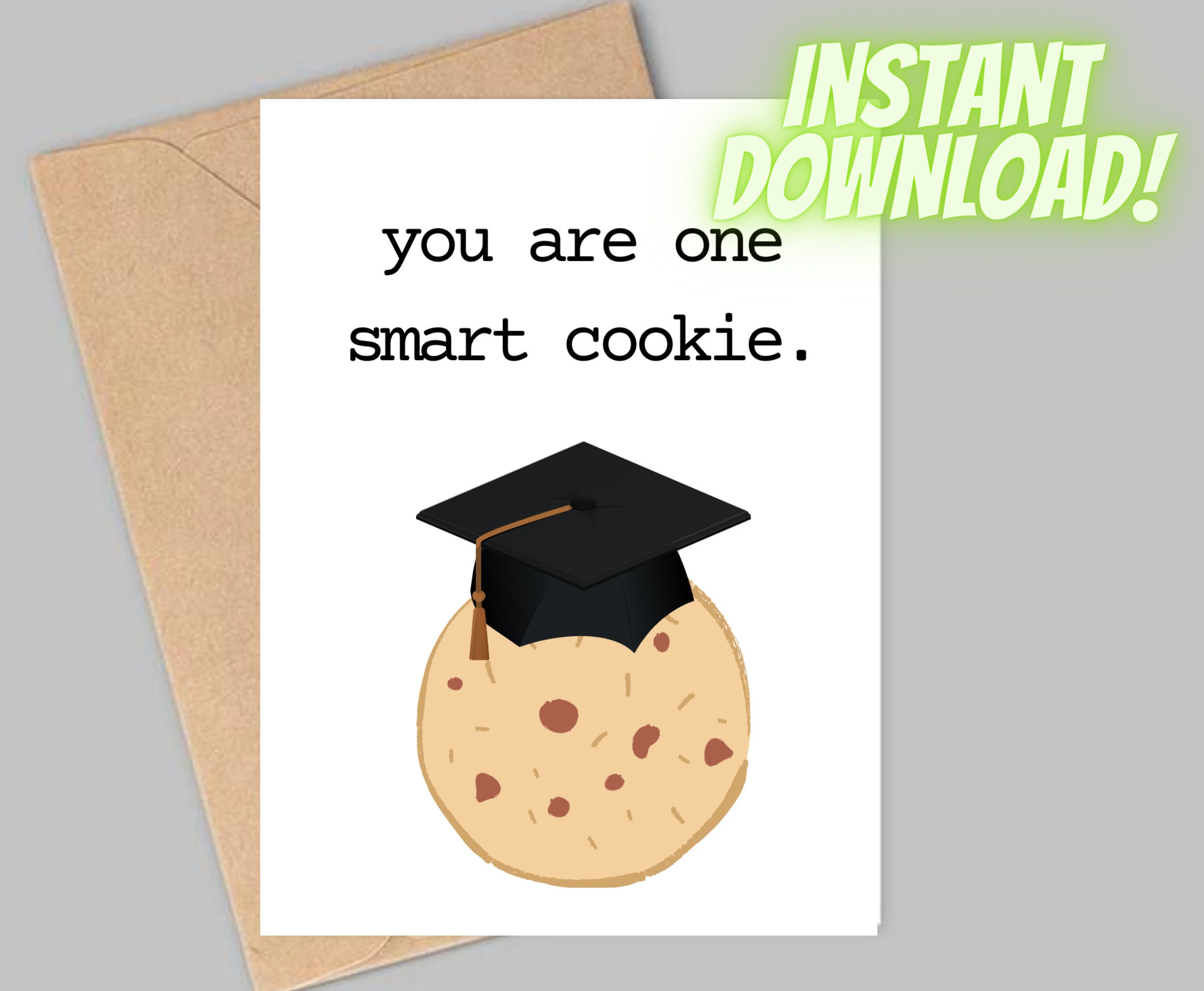 Printable Graduations smart cookie pun greeting card Instant Etsy España