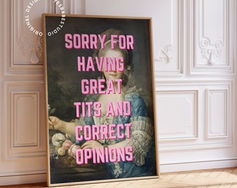 Altered art print, Feminist prints, Rococo art, Maximalist wall art, Quirky wall art, Baroque art print, Altered portrait, Eclectic decor