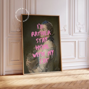 Rococo art, Coquette room decor, Cat mom gift, Altered art print, Maximalist wall art, Altered portrait, Cat mom stuff, Funky art print