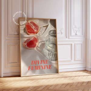 Divine Feminine, Aesthetic apartment decor, Indie room decor, Retro aesthetic prints, Retro kitchen prints, Maximalist wall art,Trendy print