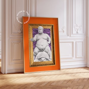 Maximalist wall art, Quirky decor, Weird wall art, Funky art print, Orange wall art, Weird decor, Funky decor, Maximalist decor, Colorful
