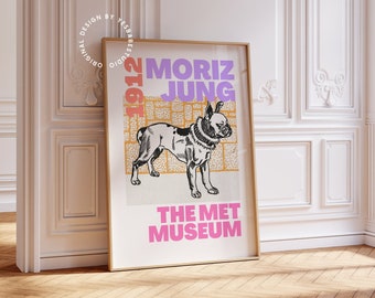 Moriz Jung poster, Pitbull Terrier art, Museum exhibition prints, Dopamine decor, Aesthetic decor, Pitbull terrier gift, Maximalist wall art