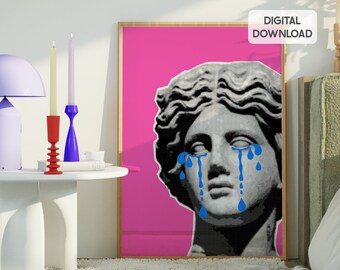 Maximalist wall art colorful posters, altered art, quirky wall art, funky room decor, eclectic prints preppy room decor, pink wall art