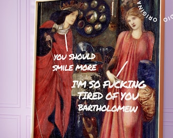 Altered art print, Feminist wall art, Maximalist wall art, Quirky wall art, Funny classical art, Altered painting, Baroque art print, Weird