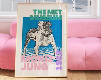 Moriz Jung poster, French bulldog art, Museum exhibition prints, Dopamine decor, Aesthetic decor, French bulldog gift, Maximalist wall art