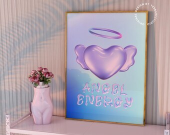 Y2k room decor, Aura poster, Y2k art print, room decor aesthetic y2k, Maximalist prints, Indie room decor, Y2k poster, dorm room print