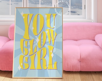 Self love print, Positive wall art, Dopamine decor, Danish pastel room decor, Cubicle decor, college dorm decor, maximalist wall art