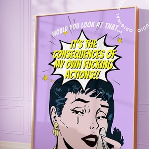 Druk pop-art, Dekoracja dopaminowa, Druk artystyczny funky, Ekscentryczny wystrój, Maksymalistyczna sztuka ścienna, Nowoczesny pop-art, Dekoracja mieszkania studenckiego, Sztuka w akademiku