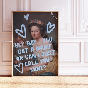 Funny Valentines gift for boyfriend, Altered art print, Quirky Valentines gift, Maximalist wall art, Altered portrait, baroque wall art