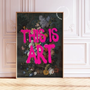 Altered art print, Maximalist wall art, Graffiti art print, Hot pink wall art, Baroque art print, Moody maximalist decor, Funky art print