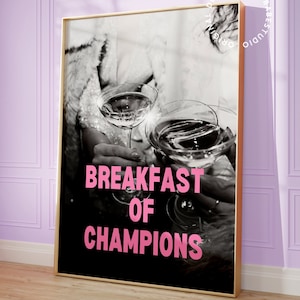 Bar cart prints, Champagne poster, Maximalist decor, Indie wall art, Cocktail art, Champagne wall art, Girly room decor, Dorm room prints,